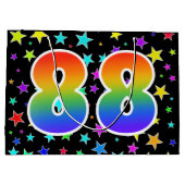 Farbenfrohe Sterne + Regenbogenmuster "88" Event # Große Geschenktüte (Rückseite)