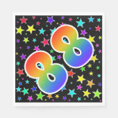 Farbenfrohe Sterne + Regenbogenmuster "88" Event # Serviette (Vorderseite)