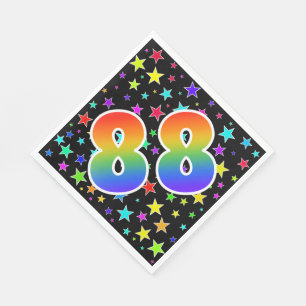Farbenfrohe Sterne + Regenbogenmuster "88" Event # Serviette