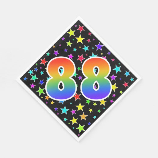Farbenfrohe Sterne + Regenbogenmuster "88" Event # Serviette (Ecke)