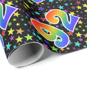Farbenfrohe Sterne + Regenbogenmuster "92" Event # Geschenkpapier (Rolleneckpunkt)