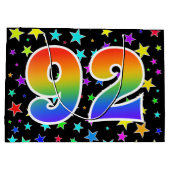 Farbenfrohe Sterne + Regenbogenmuster "92" Event # Große Geschenktüte (Rückseite)