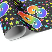 Farbenfrohe Sterne + Regenbogenmuster "93" Event # Geschenkpapier (Rolleneckpunkt)