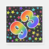 Farbenfrohe Sterne + Regenbogenmuster "93" Event # Serviette (Vorderseite)