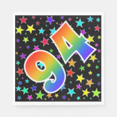 Farbenfrohe Sterne + Regenbogenmuster "94" Event # Serviette (Vorderseite)