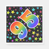Farbenfrohe Sterne + Regenbogenmuster "95" Event # Serviette (Vorderseite)