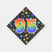Farbenfrohe Sterne + Regenbogenmuster "95" Event # Serviette (Ecke)