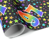 Farbenfrohe Sterne + Regenbogenmuster "97" Event # Geschenkpapier (Rolleneckpunkt)