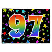 Farbenfrohe Sterne + Regenbogenmuster "97" Event # Große Geschenktüte (Rückseite)