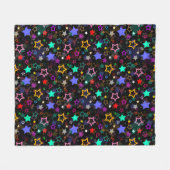 Farbenfrohe Sterne Schwarz Fleecedecke (Vorderseite (Horizontal))