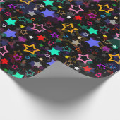 Farbenfrohe Sterne Schwarz  Geschenkpapier (Ecke)