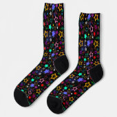 Farbenfrohe Sterne Schwarz Socken (Linkes Detail)