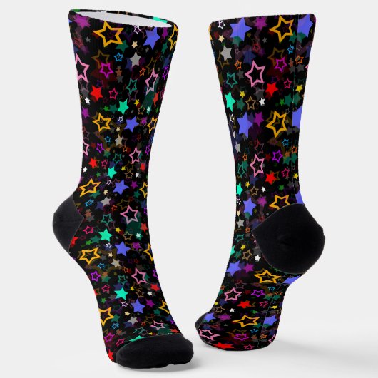 Farbenfrohe Sterne Schwarz Socken (Gewinkelt)