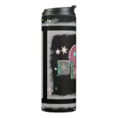 Farbenfrohe Sterne Schwarzer Thermalwäscher Thermosbecher (Nach links gedreht)