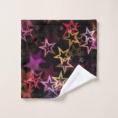 Farbenfrohe Sterne tanzen whimsisisch Badhandtuch Set (Waschlappen)