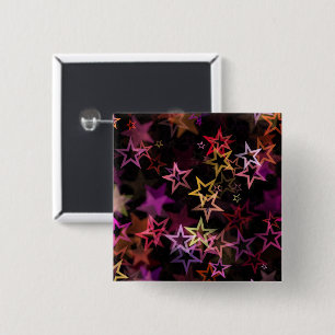Farbenfrohe Sterne tanzen whimsisisch Button