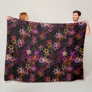 Farbenfrohe Sterne tanzen whimsisisch Fleecedecke