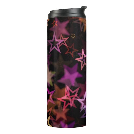 Farbenfrohe Sterne tanzen whimsisisch Thermosbecher (Nach links gedreht)