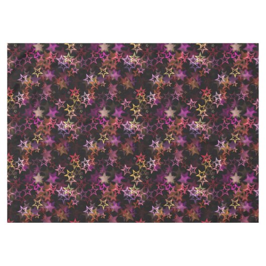 Farbenfrohe Sterne tanzen whimsisisch Tischdecke (Vorderseite (Horizontal))