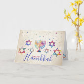Farbenfrohe Sterne von David und Menorah Happy Han Karte (Gelbe Blume)