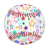 Farbenfrohe Sterne Weiß  Baseball (Rückseite)