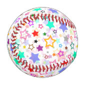 Farbenfrohe Sterne Weiß  Baseball (Vorderseite Links)