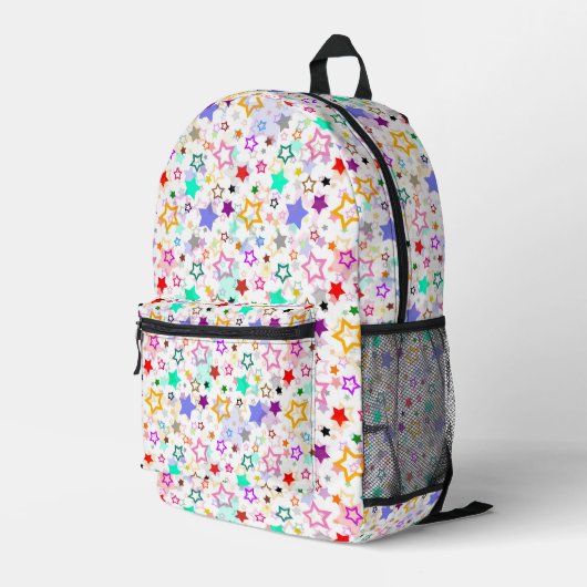 Farbenfrohe Sterne Weiß Bedruckter Rucksack (Rückseitige Ecke Rechts)