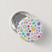Farbenfrohe Sterne Weiß Button (Vorne & Hinten)