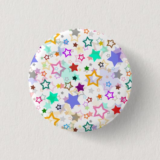 Farbenfrohe Sterne Weiß Button (Vorderseite)