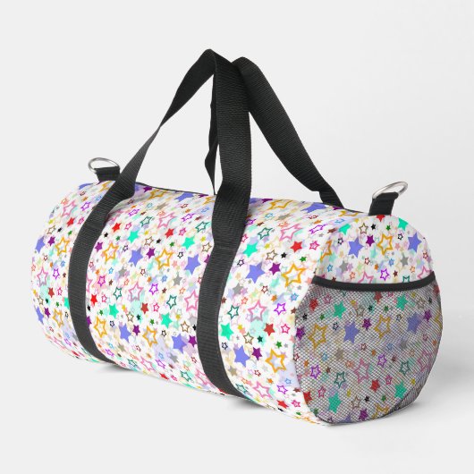 Farbenfrohe Sterne Weiß Duffle Bag (Rechte Ecke)
