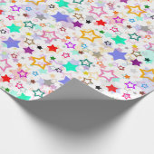 Farbenfrohe Sterne Weiß Geschenkpapier (Ecke)