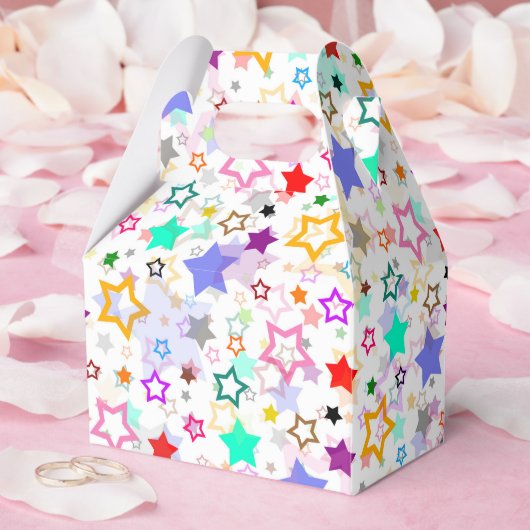 Farbenfrohe Sterne Weiß  Geschenkschachtel (Hochzeit)