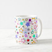 Farbenfrohe Sterne Weiß  Kaffeetasse (VorderseiteRechts)