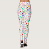 Farbenfrohe Sterne Weiß  Leggings (Rückseite)