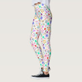 Farbenfrohe Sterne Weiß  Leggings (Links)