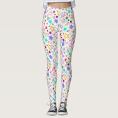 Farbenfrohe Sterne Weiß  Leggings (Vorderseite)