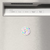 Farbenfrohe Sterne Weiß  Magnet (In Situ (Geschirrspüler))