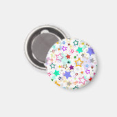 Farbenfrohe Sterne Weiß  Magnet (Vorderseite/Rückseite)