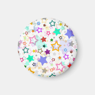 Farbenfrohe Sterne Weiß  Magnet