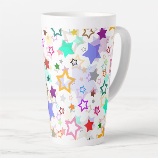 Farbenfrohe Sterne Weiß Milchtasse (Rechte Ecke)