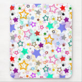 Farbenfrohe Sterne Weiß  Mousepad (Vorne)