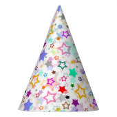 Farbenfrohe Sterne Weiß Partyhütchen (Links)