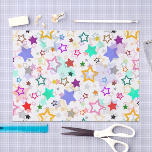 Farbenfrohe Sterne Weiß Seidenpapier (Handwerk)