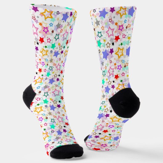 Farbenfrohe Sterne Weiß Socken (Gewinkelt)