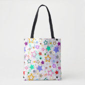 Farbenfrohe Sterne Weiß Tasche (Vorderseite)