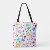 Farbenfrohe Sterne Weiß Tasche (Rückseite)