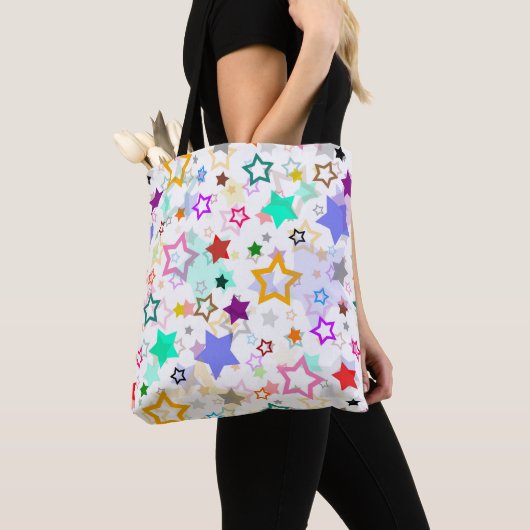 Farbenfrohe Sterne Weiß Tasche (Von Nahem)