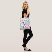 Farbenfrohe Sterne Weiß Tasche (Am Model)