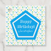 Farbenfrohe Sternenjungen 4. Geburtstag Geschenkanhänger (Vorderseite)