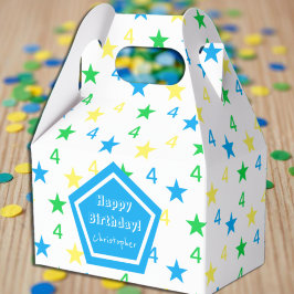 Farbenfrohe Sternenjungen 4. Geburtstag Geschenkschachtel